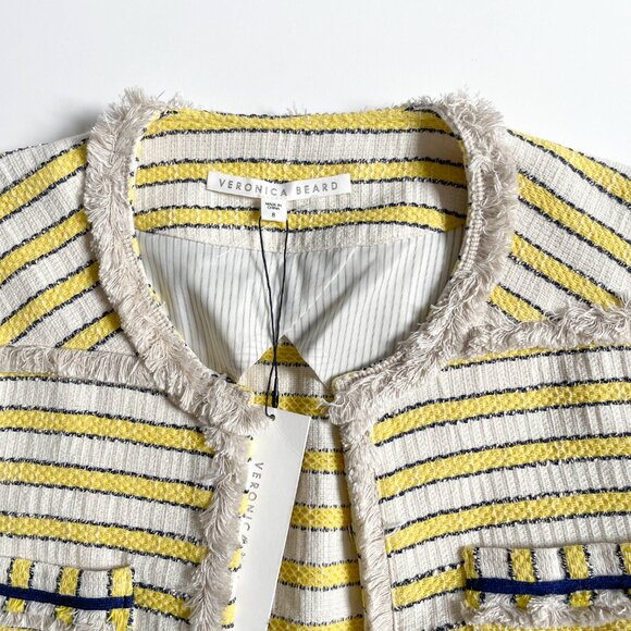 Veronica Beard Talie Jacket Tweed Blazer Off White Yellow Size 8 NEW NWT - Picture 5 of 10
